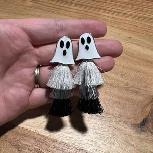NEW NWT Ghost Tassel Earrings in Black and White